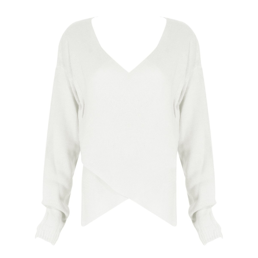 ☆HP☆ Crisscross Front Knit Sweater in Off White - Picture 6 of 7